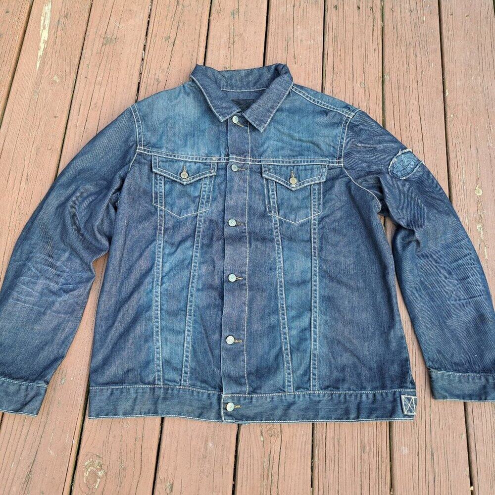 %Robin's Jeans L.A. California Motorcycle Denim Jean Jacket Size 3XL BLUE